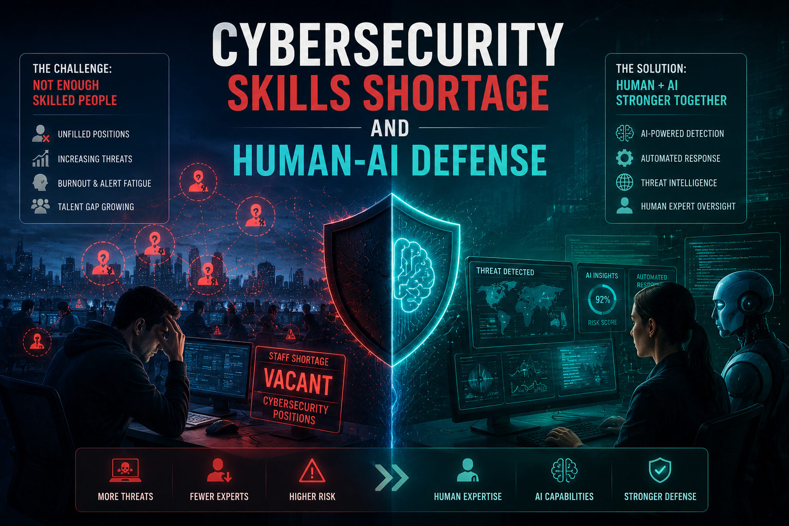 Cybersecurity Skills Shortage and Human-AI Defense
